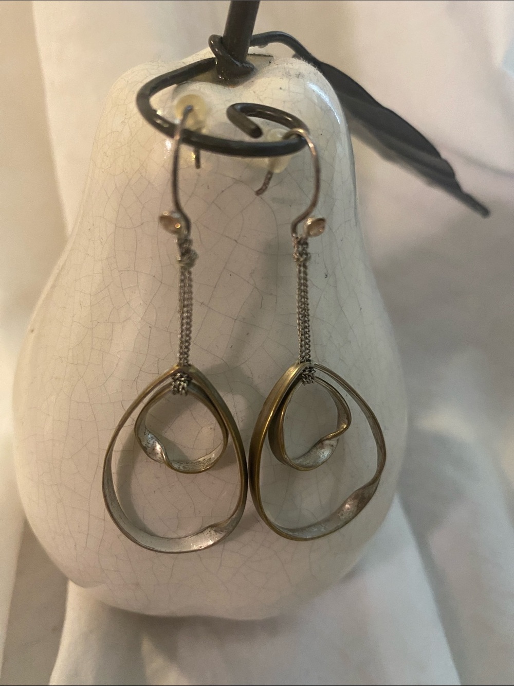 Vintage Silver Twisted Loop Drop Earrings - Women Jewelry